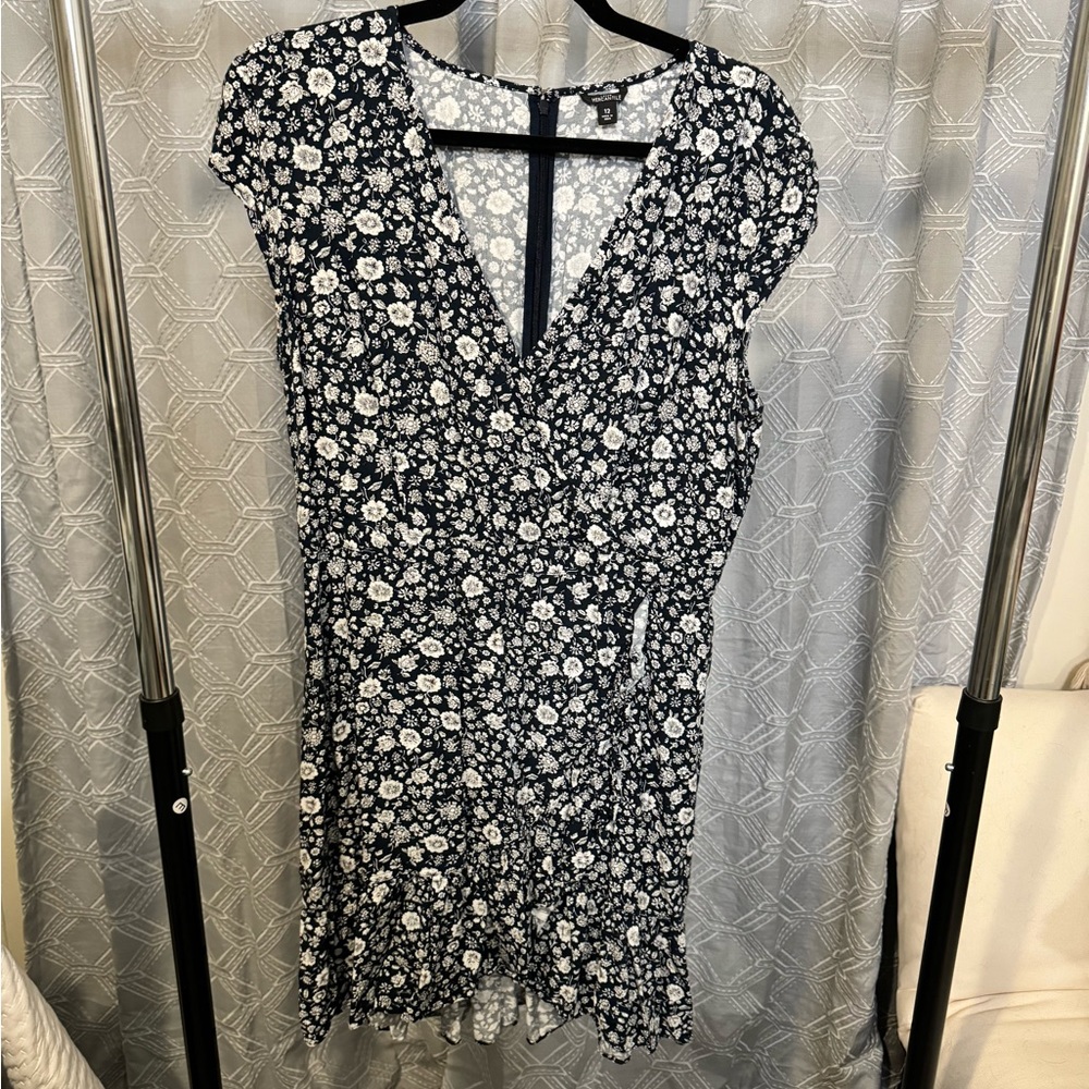 J Crew Navy and White Floral Sundress Size 12
